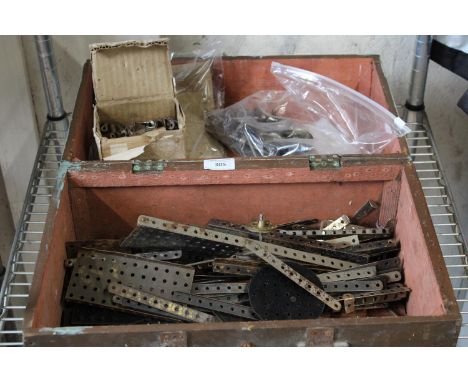 A job lot of vintage Meccano in wooden box 