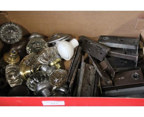 A box of vintage door furniture etc 