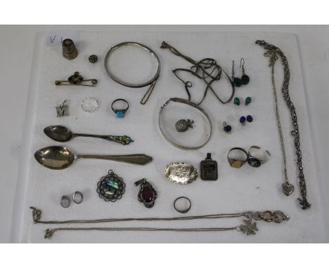 A large selection of 925 silver items, including a 800 silver &amp; enamel bangle 