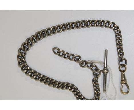A vintage silver plated fob watch chain 