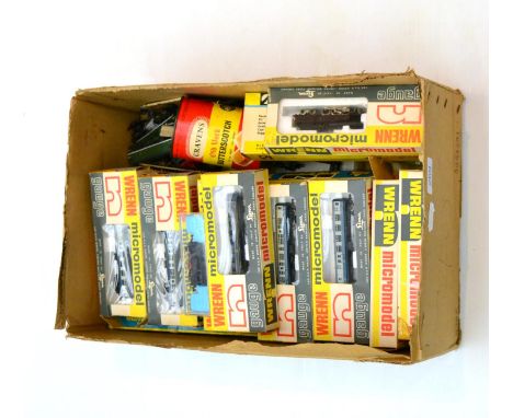 Wrenn N-Gauge Locomotive And Rolling Stock including 251 2-6-4 Swedish Railways locomotive, four BR blue/grey coaches, three 