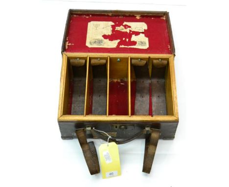 A Stitched Leather Cartridge Case, inscribed 'R. Spencer Walbottle Hall, Newcastle on Tyne', with leather straps, brass strap
