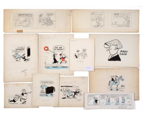 One-Off Original Cartoons With Racing Track Themes: approx 1960 (very rare) - 'Start of the Flat', original cartoon dated 196