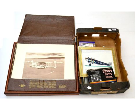 Aviation Memorabilia Historical Aviation Album of vintage aircraft prints, Concorde Flight Certificate (September 1992), two 