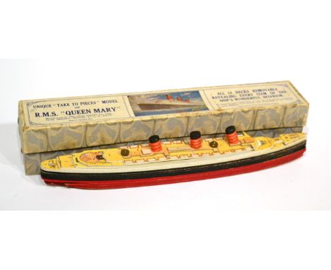Chad Valley RMS Queen Mary 'Take To Pieces' Model (E-G, with leaflet, box G-F)