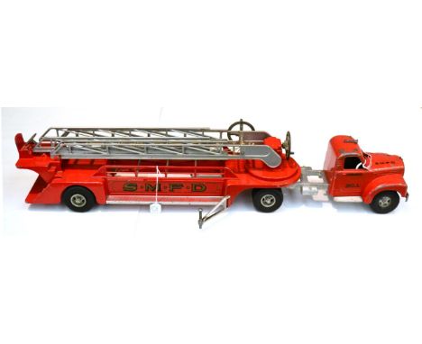 Smith Miller Articulated Turntable Fire Escape in Smith Miller Fire Department livery with three part ladder and extending st