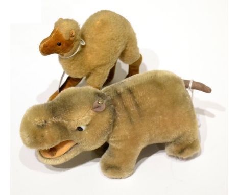 Steiff Hippopotamus And Camel Soft Toys both with buttons in ears (2)