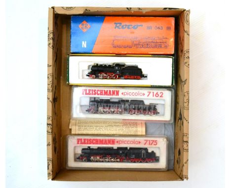 Continental N Gauge Locomotives Fleischmann 7162 4-6-0 DB 381148, 7175 2-10-0 DB 0500587; RoCo 02106A 2-10-0 0433151 and Mini