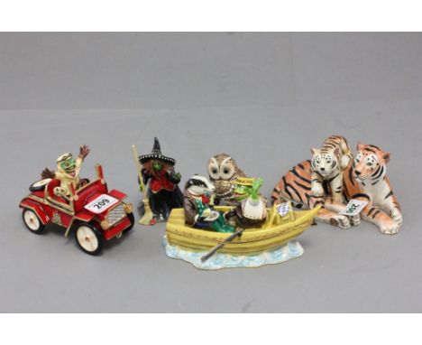 Five Hidden Treasures Enamelled Boxes including Two Wind in the Willows, Owl, Tigers and Witch by Arora (Witch and Boat missi