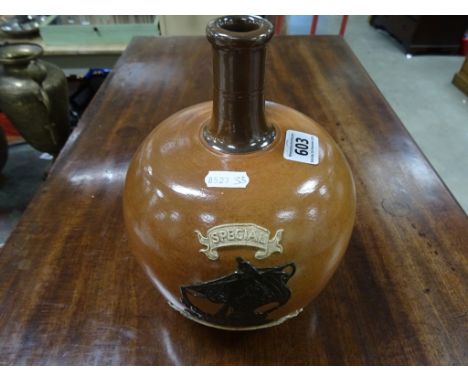 Royal Doulton stoneware scotch whisky flagon with galleon decoration