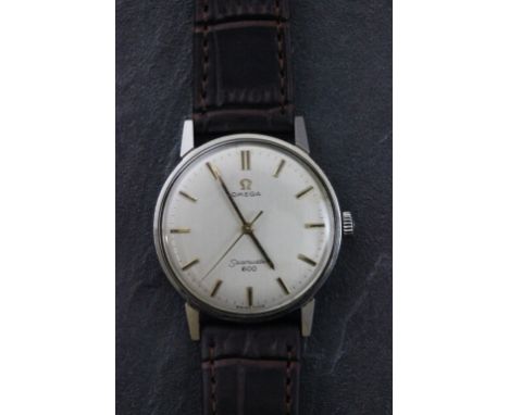 Gents stainless steel Omega Seamaster 600 wristwatch with sweep second hand. New leather strap includes original Omega buckle