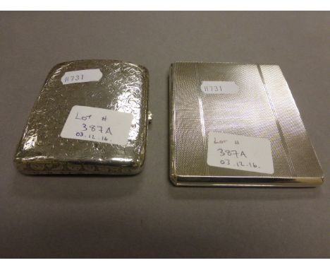 Silver engine turned cigarette case, along with another silver case