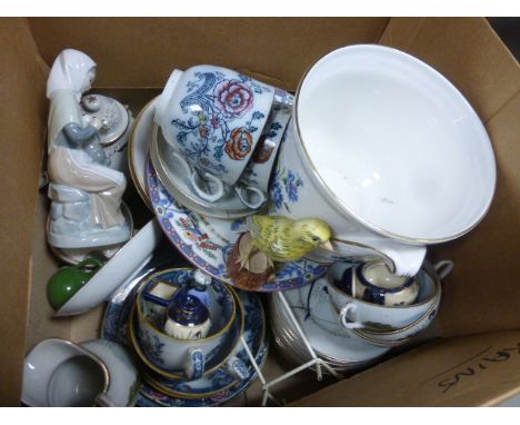 A collection of ceramics including Goebel canari and other items