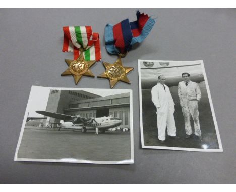 Pair of WW2 medals in RAF box of issue with 2 related photographs