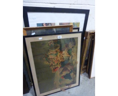 Small collection of prints and pictures to include portrait of a girl on swing signed JW Lee