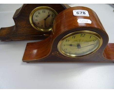 An early 20th century  mahogany mantel clock, along with an oak cased mantel clock 