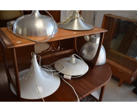 A selection of various vintage ceiling pendant light fittings