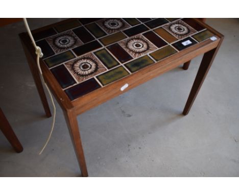 A vintage teak and tile top occasional table