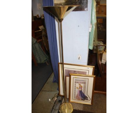 Various pictures and a standard lamp