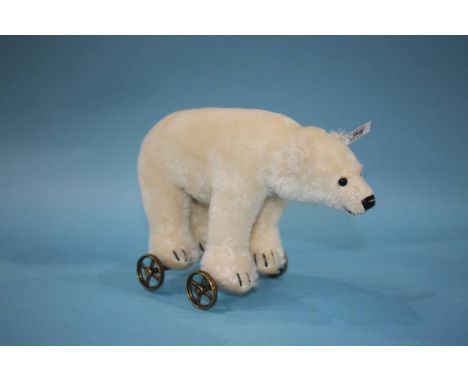 A Steiff Polar bear on wheels