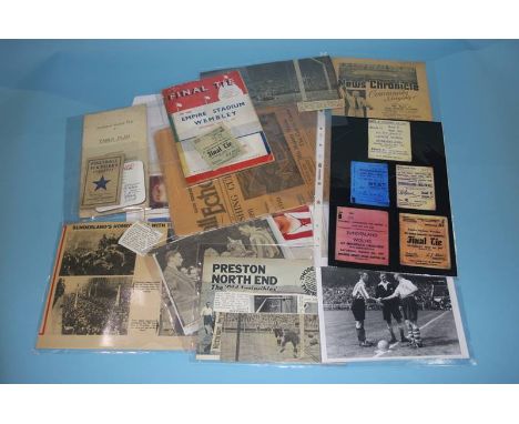 A collection of 1937 FA Cup Final ephemera including programme, ticket, song sheet, Football Echo etc.