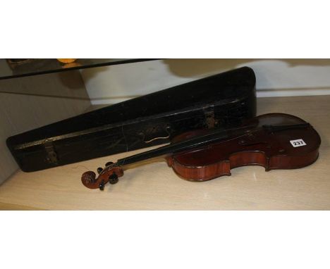 Violin, bears label 'The Maidstone John G. Murdoch &amp; Co. Ltd London' and hard case. 37cm length of back.