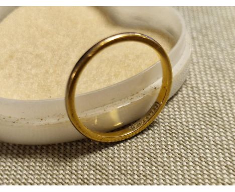 22ct Gold Wedding Band Ring Inscribed 'FIDELITY' Size L+0.5 Weight 1.96g