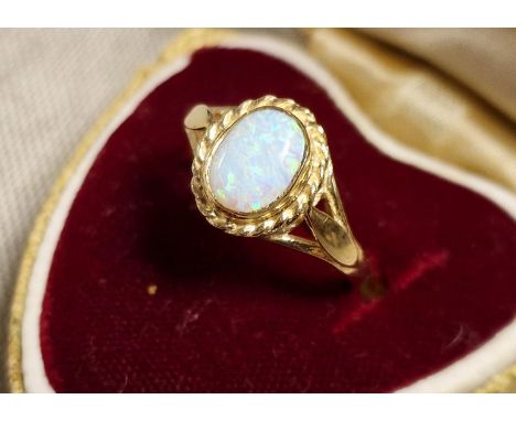 9ct Gold &amp; Opal Dress Ring, size M+0.5