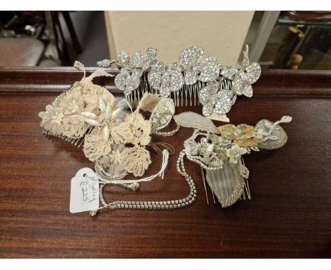 Comb Collection x3 Unboxed But As New - Milliner/Wedding/Prom Accessory w/Diamantes and Lace.