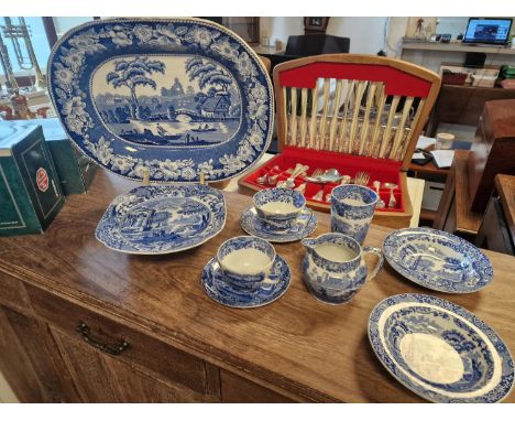 Blue Willow Pattern Dinner Pottery inc Various Spode Blue Italian Wares