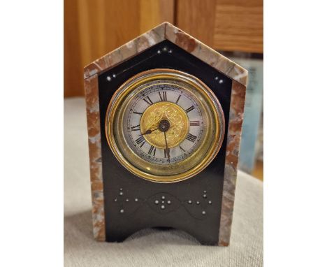 British Clock Company Marble &amp; Slate Miniature Mantel Clock