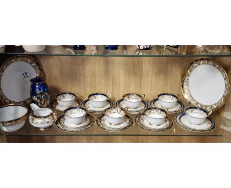 Noritake 27pc Coblt Blue &amp; Gilt Tea Service (blue backstamp) - to include a Withshaw &amp; Robinson (Carltonware) Lustre 