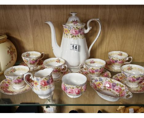 Royal Albert Serena Pink Floral Coffee Tea Service - 16 pieces in total