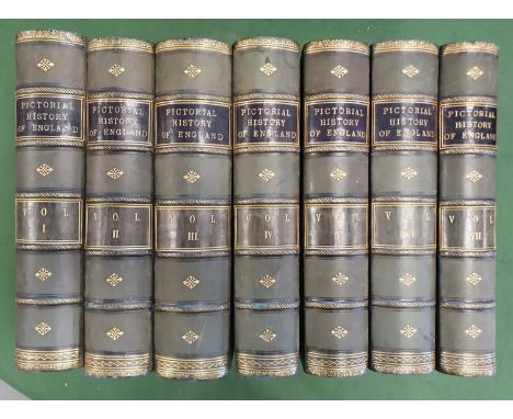 Leatherbound 7-volume Hardback Book set of 'the Pictorial History of England: Being a History of the People as Well as a Hist