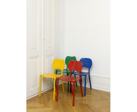 MAARTEN BAAS (1978-)Ensemble de quatre chaises de la série 'Clay'2017Signé, datéArgile industrielle et métal laquéH: 76,5-79c
