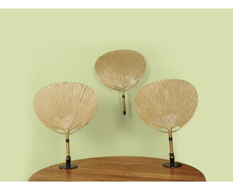 INGO MAURER (1932-2019)Ensemble de deux lampes de table et une applique de la série 'Uchiwa'Création en 1973Edition Design ME