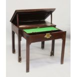 A MID 18TH CENTURY MAHOGANY ARCHITECTS TABLE with lift ratchet top, above a fitted drawer, supported