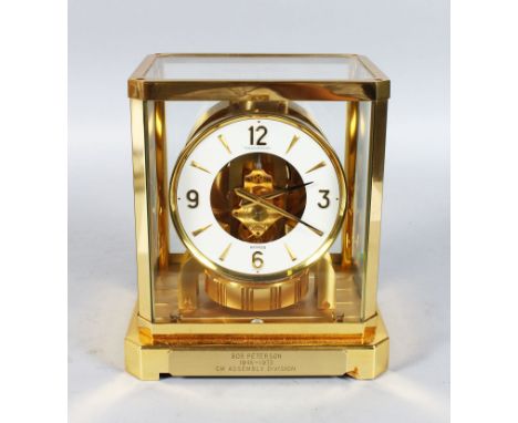 A JAEGER-LECOULTRE ATMOS MANTLE PERPETUAL MOTION CLOCK. 9.5ins high.