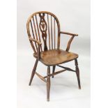 AN 18TH CENTURY WINDSOR ARMCHAIR with harebell splat.