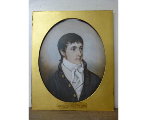 A portrait of Thomas Campbell, print on porcelain, unframed 