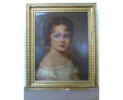 English School (19th Century), portrait of a young girl, oil on canvas, framed 