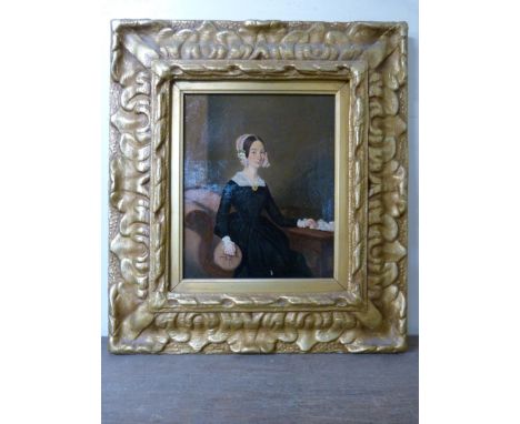 English School, portrait of a seated lady, oil on canvas, framed 