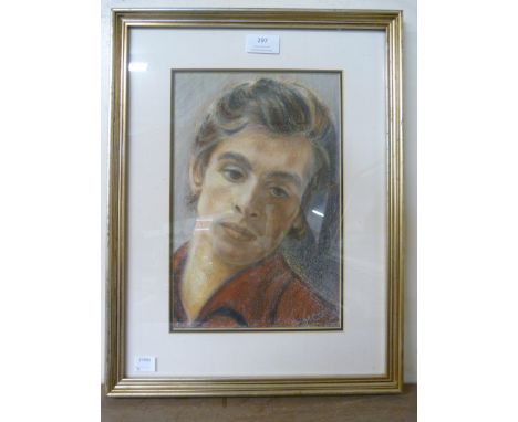 D.M. Corbey, portrait of Rudolf Nureyev, pastel, framed 