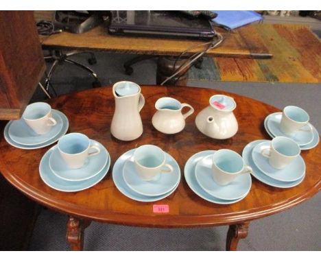A Poole two tone ice/mushroom tea set 6 serving 