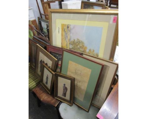 Pictures to include a David Sheppard print, a pair of Chinese portraits on silk, Indian pictures and others 