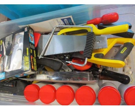 Two boxes of tools to include drill bits, fixings and fastenings 