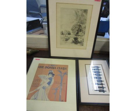 Three framed and glazed pictures to include a framed limited additional print depicting a country side scene 