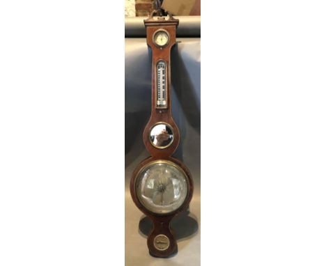 A 19th Century Mahogany Wheel Barometer/Thermometer by M &amp; E Levin, London 