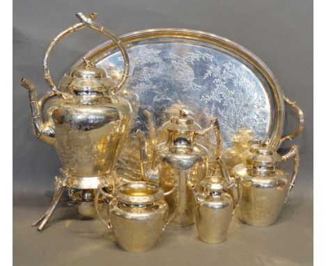 A Victorian Silver Six Piece Tea and Coffee Service by Joseph Albert Horace and Ethelbert Savory, comprising an oval two hand