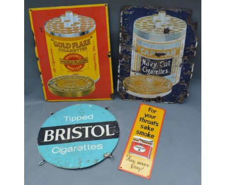 An Early Enamel Advertising Sign for Gold Flake Cigarettes, 56 x 43cm, together with another similar for Navy Cut Cigarettes 